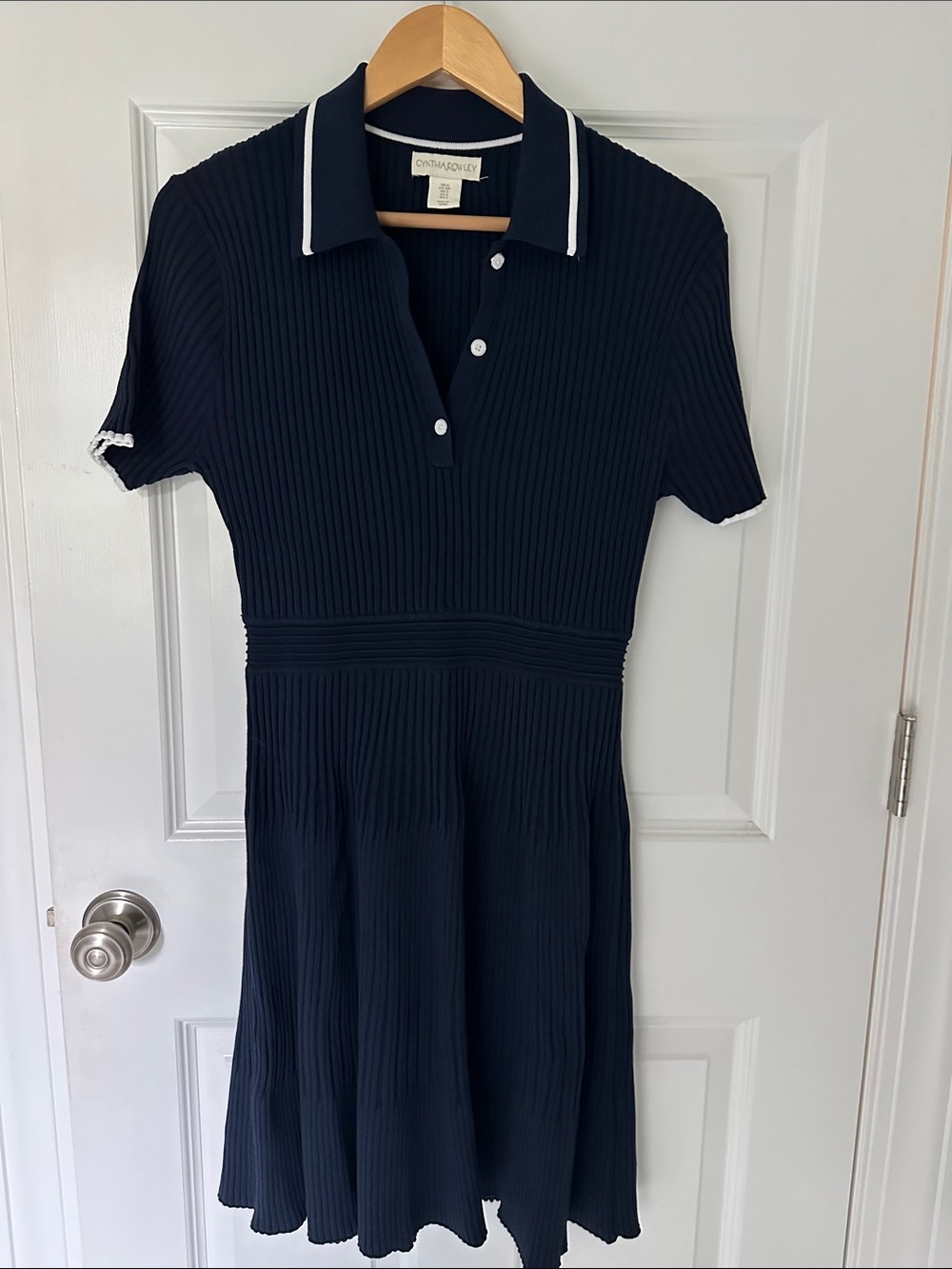 Cynthia Rowley Navy Mini Polo Dress with White Trim size Small